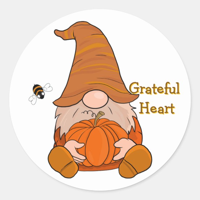 Adesivo de Gnome do Coração Grato (Frente)