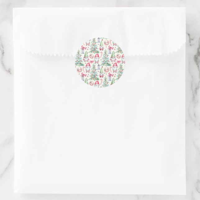 Adesivo de Gnomos de Natal em Aquarela (Bolsa)