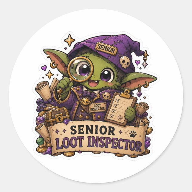 Adesivo de Goblin Inspetor de Saque Sênior | RPG D (Frente)