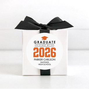 Adesivo de Graduação da Turma de 2026 da Orange