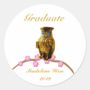 Adesivo de Graduada Coruja Dourada Bonita