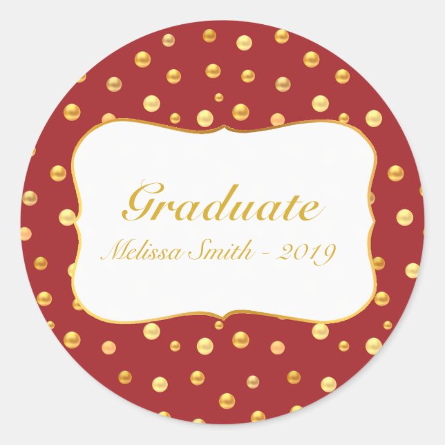 Adesivo de Graduado com Bolinhas Douradas (Frente)