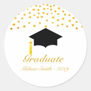 Adesivo de Graduado de Confete Dourado Bonito