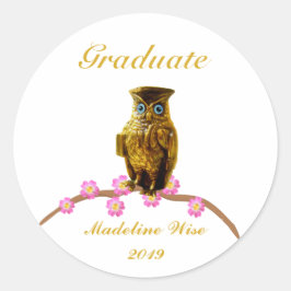 Adesivo de Graduado de Coruja Dourada Bonita