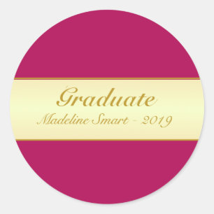 Adesivo de Graduado Dourado e Burgundy