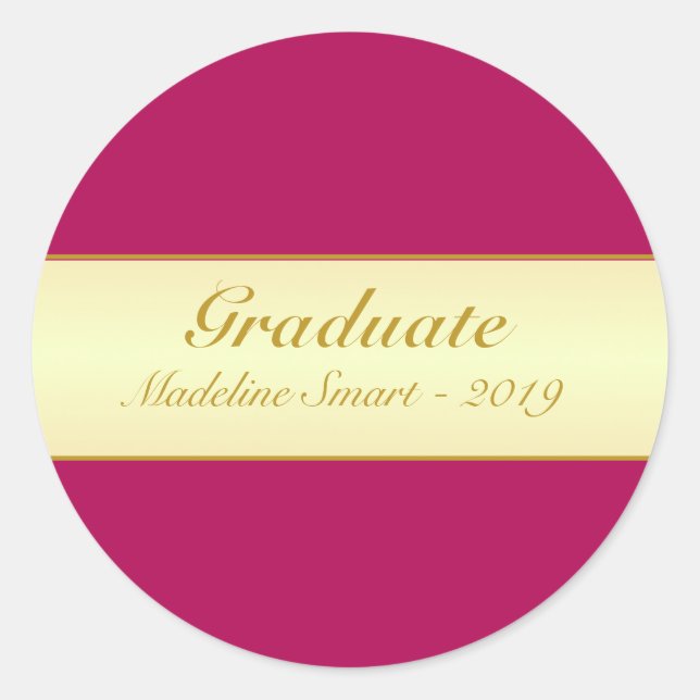 Adesivo de Graduado Dourado e Burgundy (Frente)