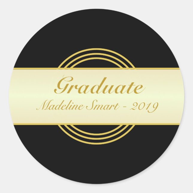 Adesivo de Graduado Dourado e Preto (Frente)