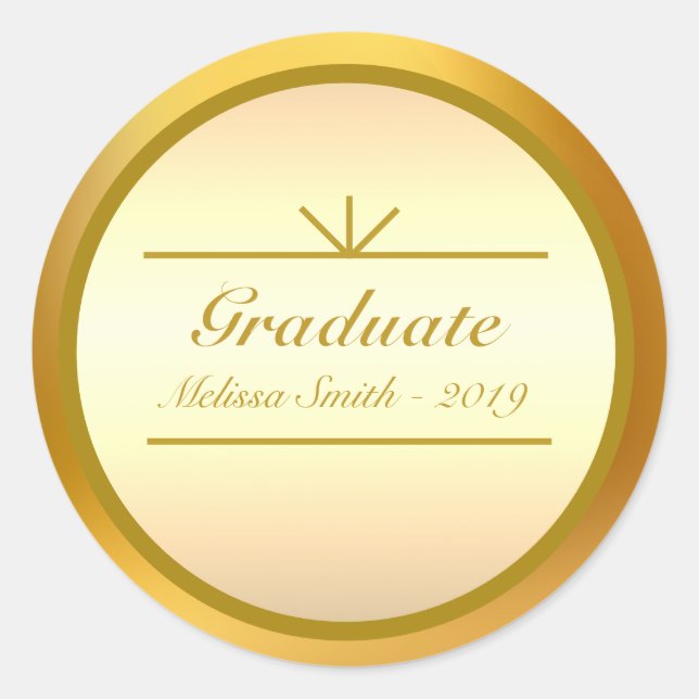 Adesivo de Graduado Dourado Elegante (Frente)