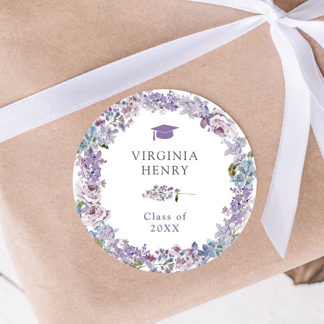 Adesivo de Graduado Floral Roxo (Purple Floral Graduate Sticker by Painted Paperie
)