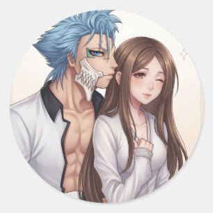 Adesivo de Guerreiro de Anime de Cabelo Azul e Com