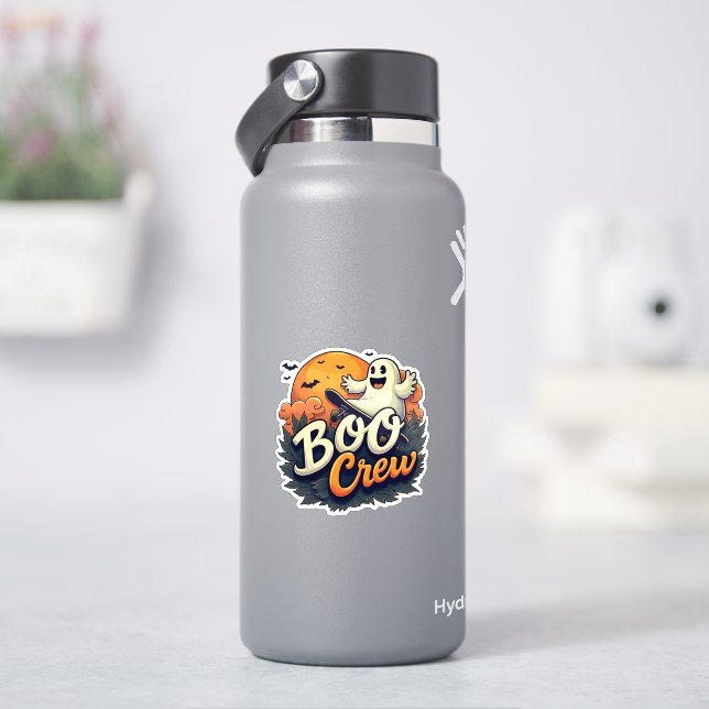 Adesivo de Halloween "Boo Crew" Fantasma Alegre (HidroFlask)
