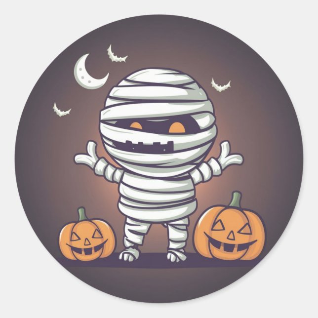 Adesivo de Halloween com Ilustração de Mamãe Fofa (Frente)