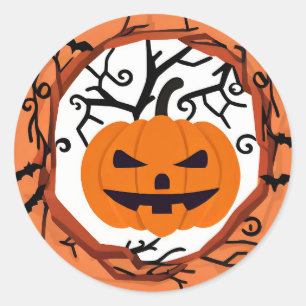 Adesivo de Halloween de Abóbora Assustadora