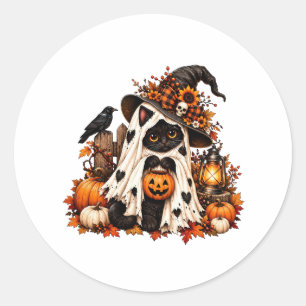 Adesivo de Halloween de Abóbora de Gato Preto Fofo