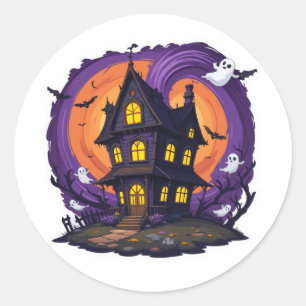 Adesivo de Halloween de Casa Assombrada Assustador