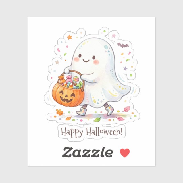 Adesivo de Halloween de Doces de Truque ou Tratame (Folha)