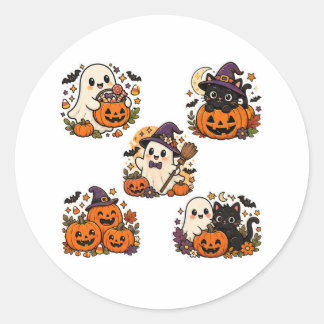 Adesivo de Halloween de Fantasma Bruxa Kawaii Fofo