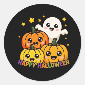 Adesivo de Halloween de Fantasma e Abóbora Fofo e