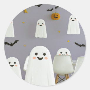 Adesivo de Halloween de Fantasma Fofo