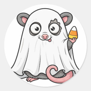 Adesivo de Halloween de Gambá Fantasma Fofo