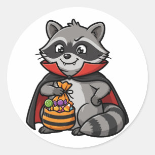 Adesivo de Halloween de Mapache Vampiro Engraçado