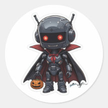 Adesivo de Halloween de Robô Vampiro Fofo Ficção C