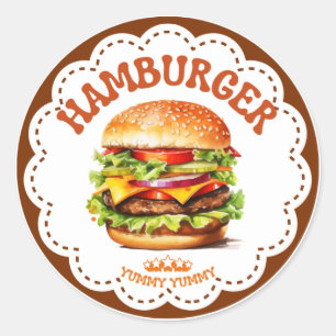 Adesivo de Hambúrguer   Etiqueta Kawaii de Hambúrg