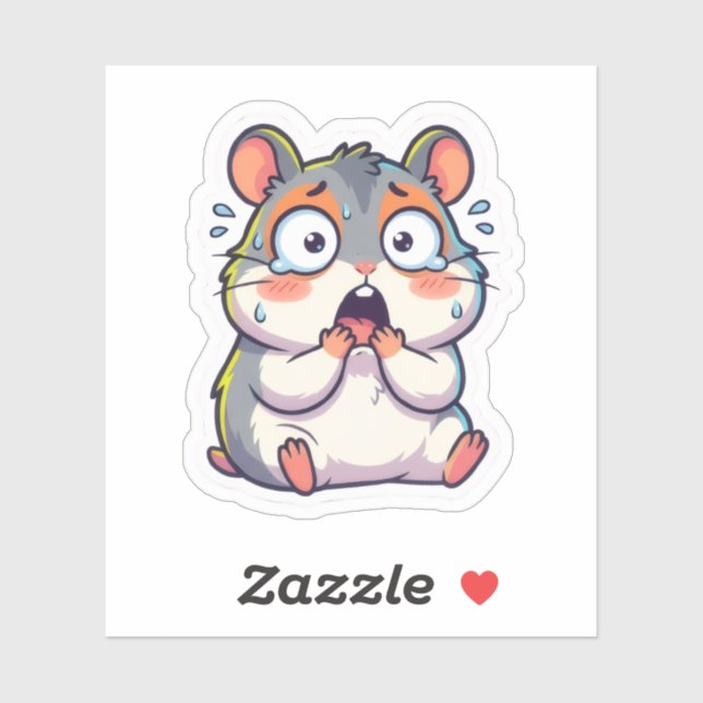 Adesivo de Hamster Kawaii Chocado (Folha)