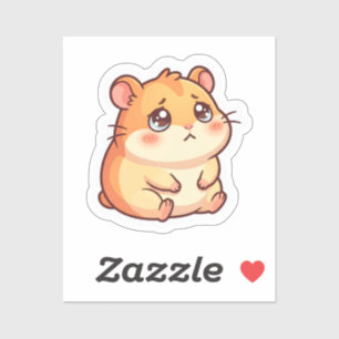 Adesivo de hamster triste fofo