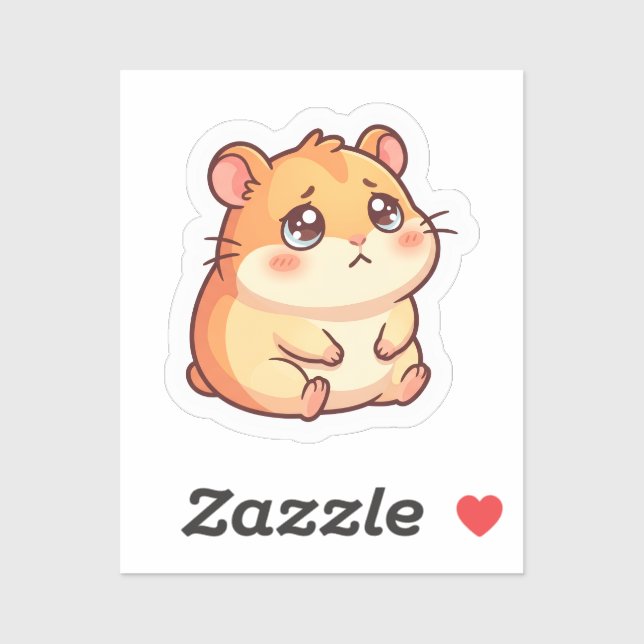 Adesivo de hamster triste fofo (Folha)