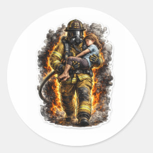 Adesivo de Herói de Resgate de Bombeiro Salvando C