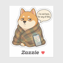 Adesivo de Humor de Shiba Inu Introvertido Socialm