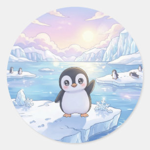 Adesivo de Iceberg de Pinguim Fofo