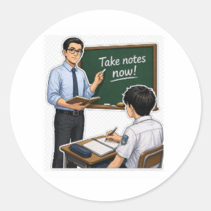 Adesivo de Ilustração de Sala de Aula de Professor