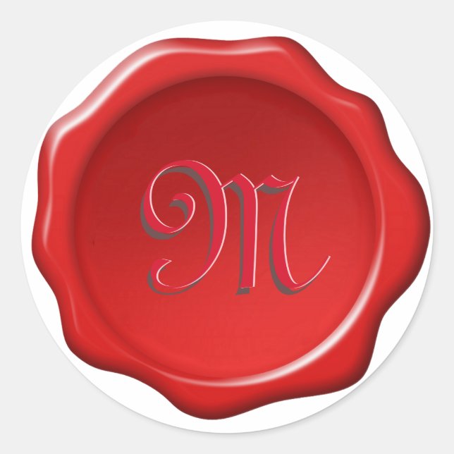 Adesivo de imagem de selo de cera vermelho com mon (Frente)