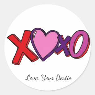 Adesivo de impressão XOXO, Dia dos Namorados