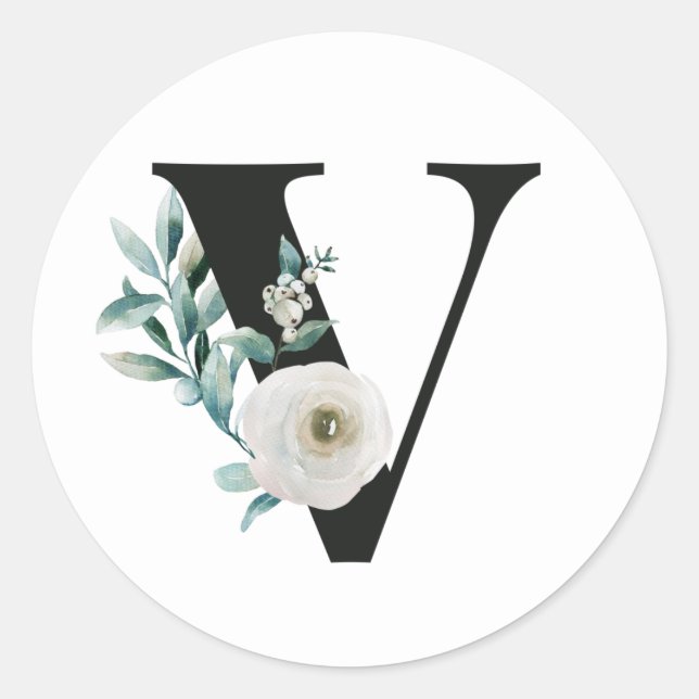 Adesivo de iniciais das férias de Inverno letra V (Frente)