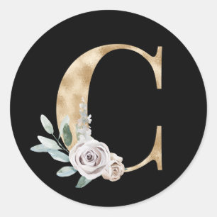 Adesivo de iniciais de férias de inverno letra C