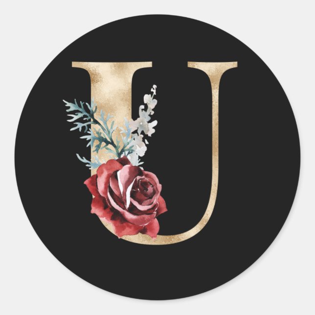 Adesivo de iniciais de férias de inverno letra U (Frente)