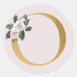 Adesivo de iniciais de rosas douradas de primavera