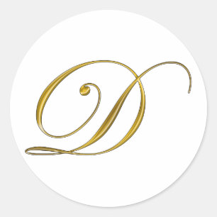 Adesivo de Inicial D Monograma Dourado