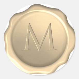 Adesivo de Inicial Monograma de Cera Dourada