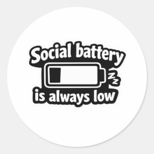 Adesivo de introvertido com bateria social sempre