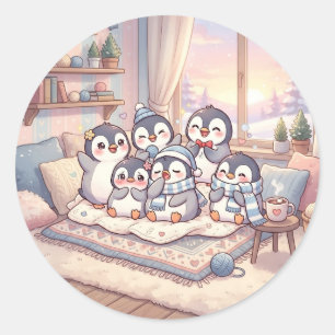 Adesivo de Inverno da Família de Pinguim Aconchega