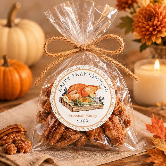 Adesivo de Jantar de Ação de Graças Peru (Thanksgiving favor with cozy autumn favor sticker)