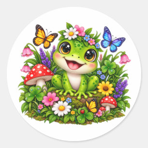 Adesivo de Jardim de Sapo Fofo & Borboleta