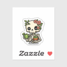 Adesivo de Jardineiro Esqueleto Floral Kawaii Fofo