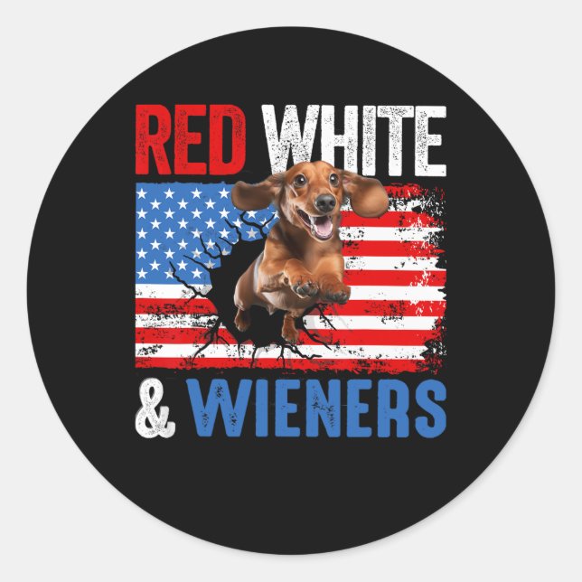 Adesivo De Julho, Dachshund Camiseta de cão Vermelho, Bran (Frente)