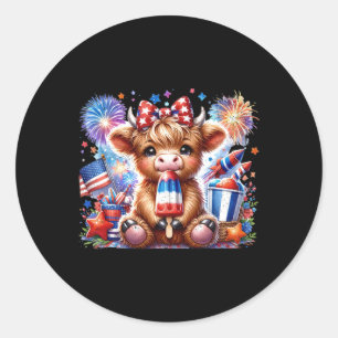 Adesivo De Julho De Highland Cow Popsicle Firework Nos Est