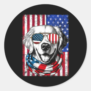 Adesivo De Julho Ouro Retriever Dog American Flag Usa Pat